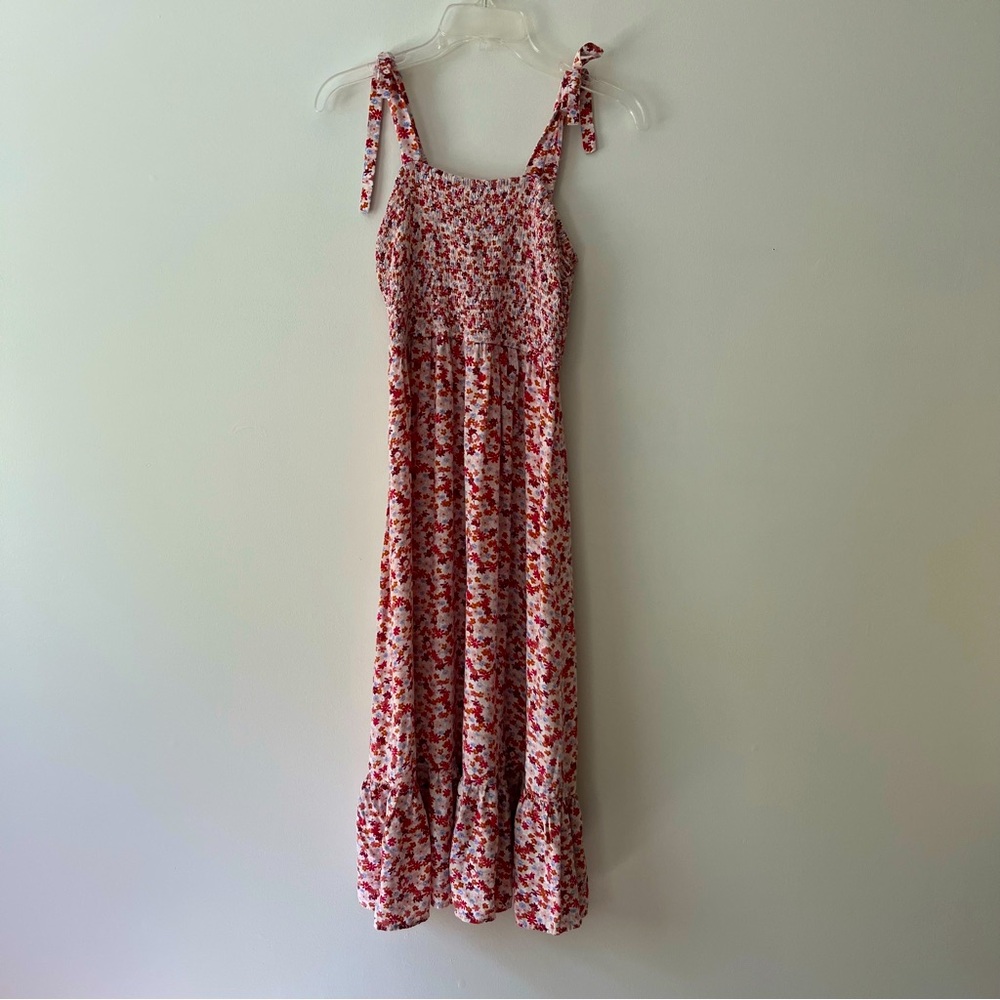 Jessica Simpson Red Floral Midi Dress with Tie Straps